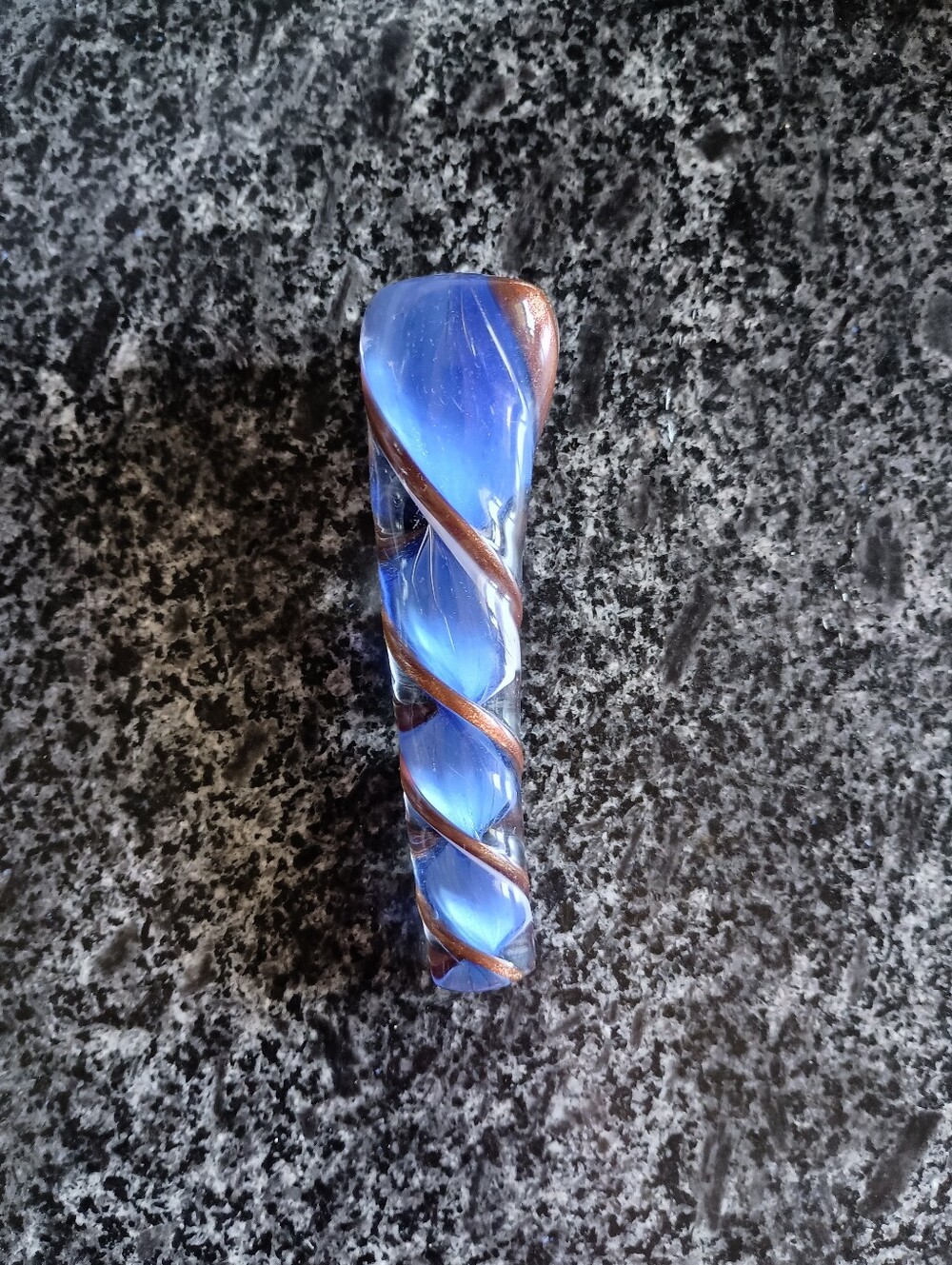 3/$10 🌟 Blue Swirl Glass Wine Stopper With White & Gold Tone Spiral